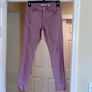 YMI juniors Mid Rise Rose gold ripped jeans sze 11